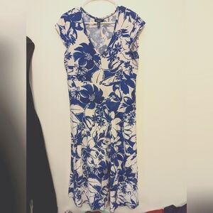 Chaps floral cottagecore whimsical tropical 100% cotton maxi dress size large